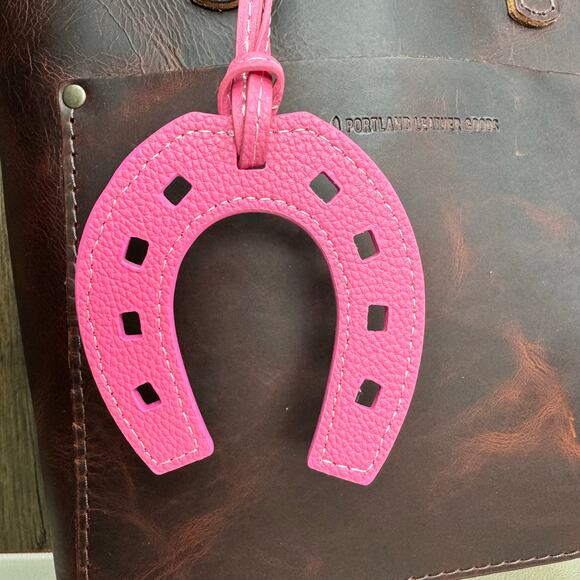 Western Purse Charm Horseshoe Bag Charm Hot Pink Keychain Flair NEW FAST SHIP - Picture 2 of 4